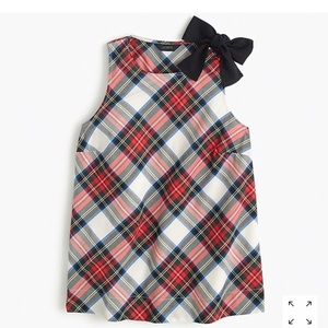 J. Crew Bow Shoulder Top in Festive Plaid